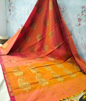 Pastel Orange Georgette Saree From Banaras