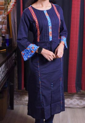Blue Pure Handloom Long Kurti From Bengal