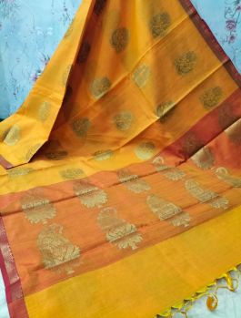 Gold Yellow Georgette Saree From Banaras