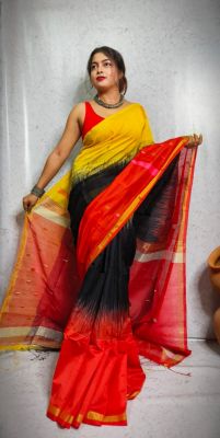 Multi Colour Pure Handloom Cotton Saree From Bengal