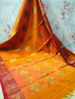 Deep Saffron Georgette Saree From Banaras