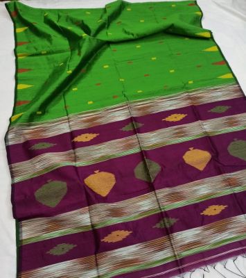 Multi Colour Pure Handloom Silk Cotton Saree From Bengal