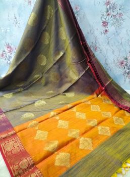 Light Brown Georgette Saree From Banaras