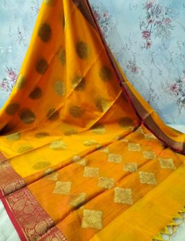 Yellow Georgette Saree From Banaras