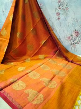 Dark Orange Georgette Saree From Banaras