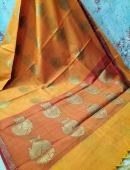 Persian Orange Georgette Saree From Banaras