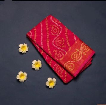 Dark Pink Butta Print Zari Work Soft Cotton Saree