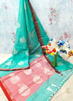 Persian Green Georgette Saree From Banaras