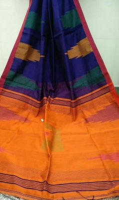 Multi Colour Pure Handloom Silk Cotton Saree From Bengal