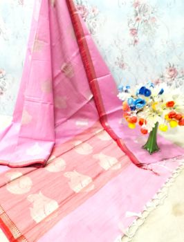 Baby Pink Georgette Saree From Banaras