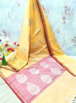 Light Yellow Georgette Saree From Banaras