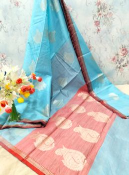 Light Blue Georgette Saree From Banaras