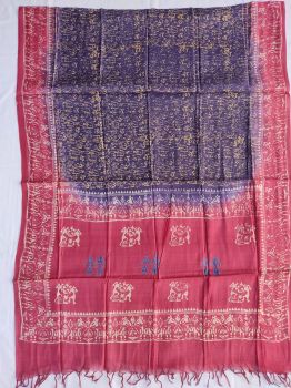 Red & Voilet  cotton silk dupatta