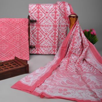 Deep Rose Pure Handloom suit With Cotton Dupatta