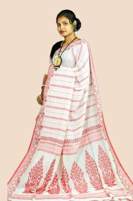 White Pure Handloom Cotton Saree From Bengal