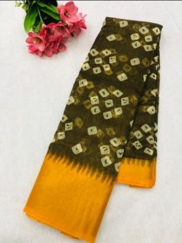 Black Yellow Butta Print Zari Work Soft Cotton Saree