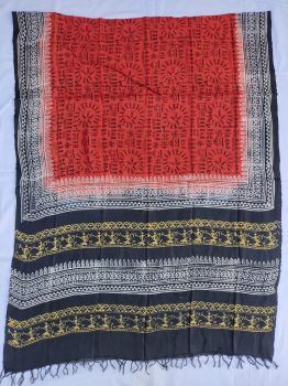 Brick red & Black cotton silk dupatta