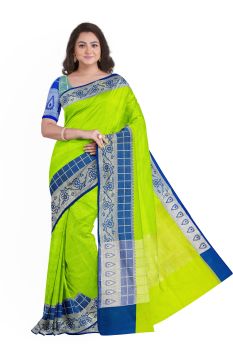 Mint Green Blue Kora Silk Banarasi Saree