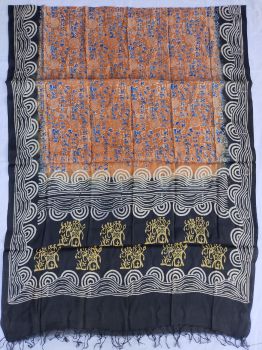 Black & Light  Brick red cotton silk  dupatta