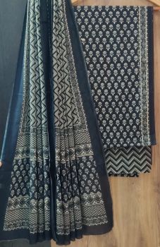 Bleached Cedar Printed Suit With Flower Design Dupatta