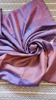 Deep Rose Pink Pure Handloom Linen Tissue Saree From Bengal