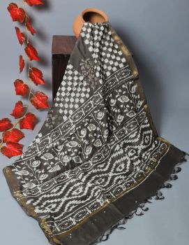 Bagru Hand Block Printed Chanderi Silk Dupatta