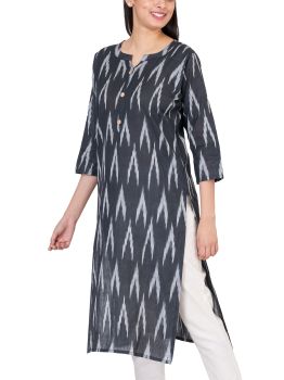 GMH Women's Cotton Ikkat Kurti for Knee Length, Traditional Festive & Casual Kurta for Women