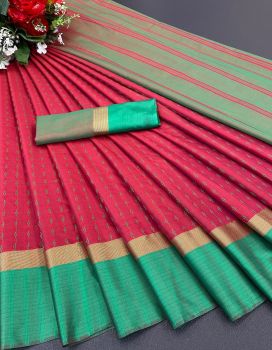 Brick Red Butta Soft Silk Tapur Tupur Saree From Bengal
