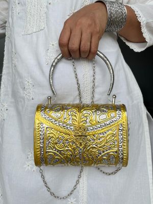 Brass Metal Long Chain Handbag