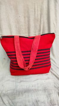 Red Cotton Pure Handloom Tote Bag