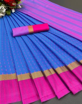 Warm Blue Soft Silk Tapur Tupur Saree From Bengal