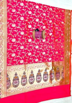 Pink Flower Design Silk Ikat Patola Saree