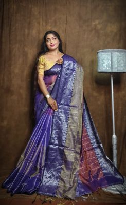 Multi Colour Pure Handloom Tissue Saree From Bengal