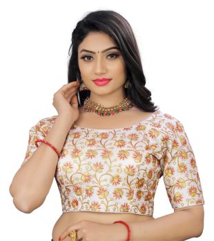 White Phantom Silk Cording Work Blouse