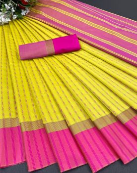 Dark Yellow Soft Silk Tapur Tupur Saree From Bengal