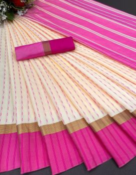 Cream Soft Silk Tapur Tupur Saree From Bengal