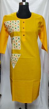 Yellow Pure Handloom Cotton Kurti From Bengal