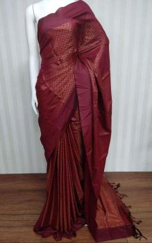 Persian Plum Viscose Silk Tissue Staple With Copper Zari Saree