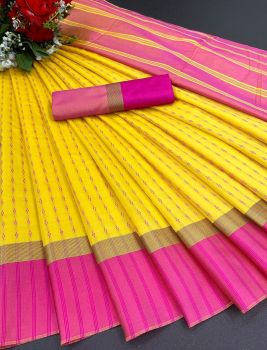 Golden Yellow Soft Silk Tapur Tupur Saree From Bengal