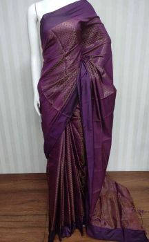 Purple Viscose Silk Tissue Staple With Copper Zari Saree