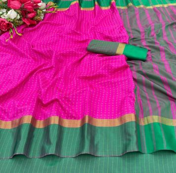 Dark Pink Soft Silk Tapur Tupur Saree From Bengal