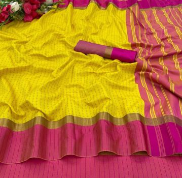 Mustard Yellow Soft Silk Tapur Tupur Saree From Bengal