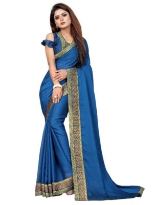 Teal Blue Pure Handloom Silk Saree From Banaras