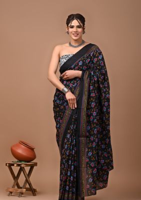 Black Pure Handloom Mulmul Saree From Bengal