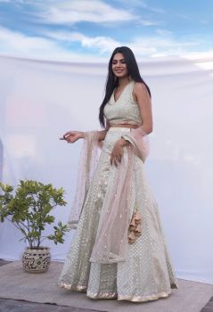 Chanderi panelled lehenga
