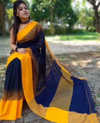 Multi Colour Pure Handloom Cotton Saree From Bengal
