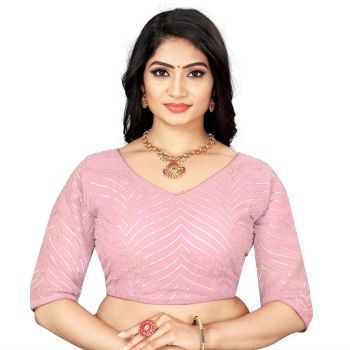 Pink Georgette Fabric With Embroidery Blouse