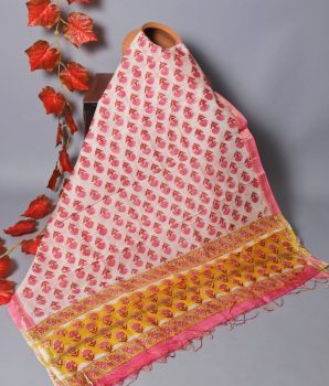 Bagru Hand Block Printed Chanderi Silk Dupatta