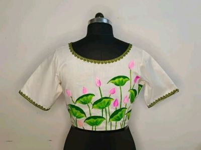 White Pure Handloom Cotton Readymade Blouse From Bengal