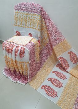 White Hand Block Printed Work Saree